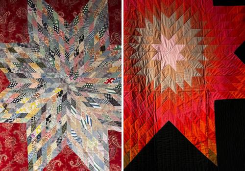 Historic star pattern quilt from the collection and a modern quilt star design.