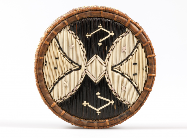 Mi'kmaw quill work basket, top.