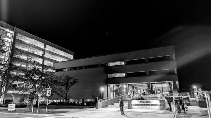 Exterior of the Museum of Natural History at Night.